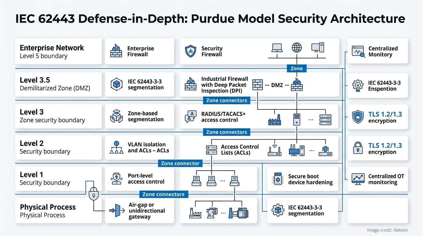 IEC 62443 Defense-in-Depth: Purdue Model Security Architecture
